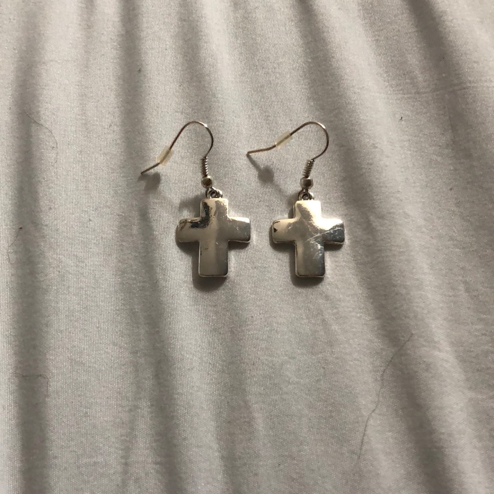 Sterling silver cross earrings